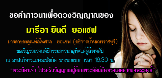 ขอคำภาวนาเพื่อมารีอา ยินดี ยอแซฟ
